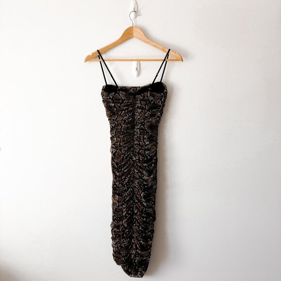 Aritzia Babaton Ruched Animal Print Bodycon Midi Dress Size 0 - Picture 8 of 10